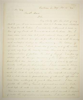 (CIVIL WAR--CONFEDERATE.) Clayton, Alexander M. Letter to Jefferson Davis, hoping for the establishment of a Supreme Court.